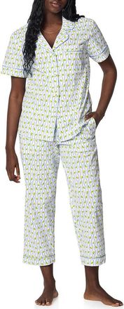 Bedhead Pajamas Print Organic Cotton Poplin Crop Pajamas in Limoncello Stripe at Nordstrom, Size X-Large