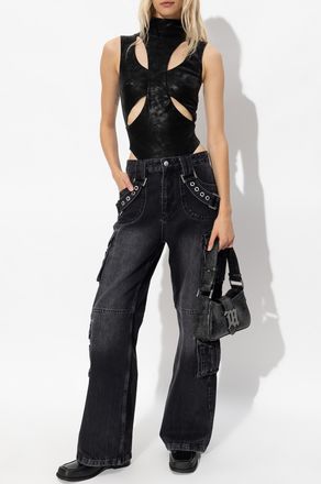 Misbhv Inside A Dark Echo Collection Cargo Jeans, Womens, Black