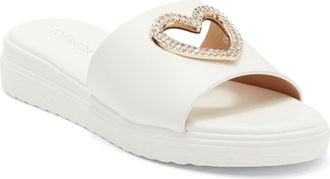 Top Moda Genova Heart Slide Sandal in White Pu at Nordstrom Rack, Size 5.5