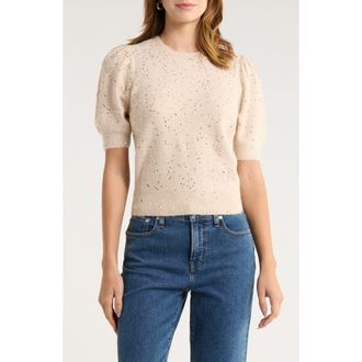 Paige Gladiolus Sequin Embellished Crewneck Sweater in Soft Pink at Nordstrom, Size Xx-Small