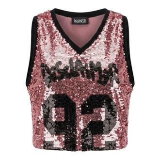 Disclaimer Sleeveless T-Shirt 26Eds 55616 - Dames - Tops zonder mouwen - Roze - M - Katoen - Tops