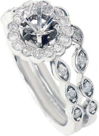 Pompeii3 1/2ct Vintage Diamond Ring Semi Mount Bridal Set 14K White Gold Size Selectable