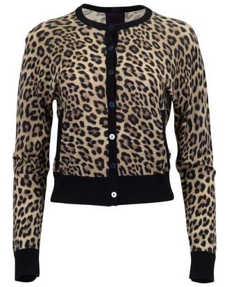 Lords of Harlech Leopard Womens Cropped Cardigan in Leopard Brown at Nordstrom, Size Xx-Large