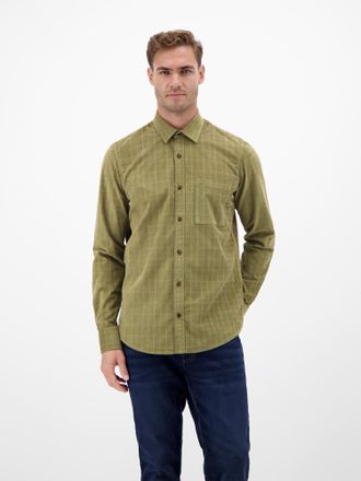 Lerros Karohemd LERROS LERROS Kariertes Cordhemd - robuste Struktur f&uuml;r jeden Tag, Herren, Gr. XXL, Normalgr&ouml;ssen, aloe gr&uuml;n, 100% Baumwolle, Hemden Karohemd