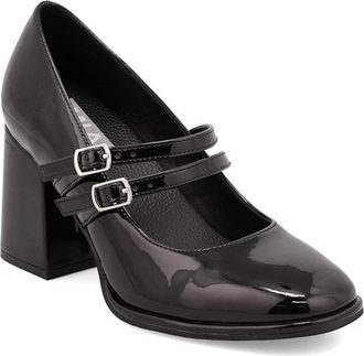 Mia Neela GS1503401 Pumps Womens Black Faux Leather Block Heel HTAT1069