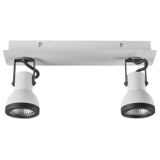 Beliani Conjunto De 2 L&aacute;mparas De Techo De Metal Blanco Negro Brazo Articulado Baro