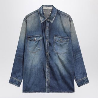 Golden Goose Blue Oversized Patty Shirt With Denim Print