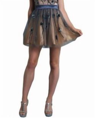 Dave & Johnny Short Embellished Tulle Dress In Nude/charcoal