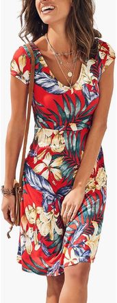 Lascana Pattern V-Neck Dress in Red Multi at Nordstrom, Size 12