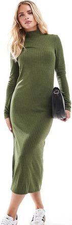 Vero Moda Petite ribbed jersey maxi dress in dark green