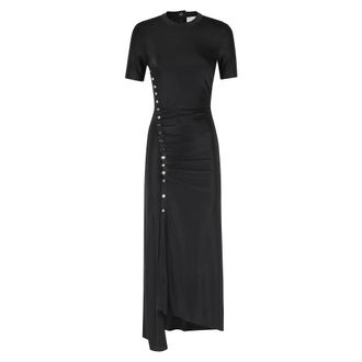 Paco Rabanne Maxi Dresses, female, Black, Size: XS Long Draped Dress
