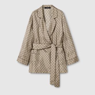 Gucci Printed Silk Twill Shirt, Beige, Ready-to-wear