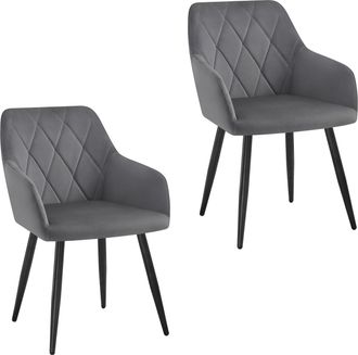 Woltu Sillas De Comedor Silla Reposabrazos Silla Tapizada Con Respaldos Sillas Nordicas Silla Para Comedor Sal&oacute;n Dormitorio Cocina Pasillo Gris Oscuro Terci