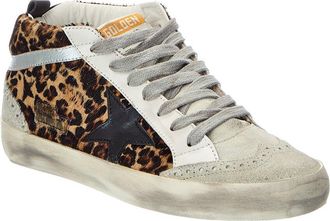 Golden Goose Mid Star Classic Leopard Horsy Leather & Suede Sneaker