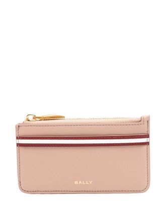 Bally Code Zipped Card Holder in Leather - Pink