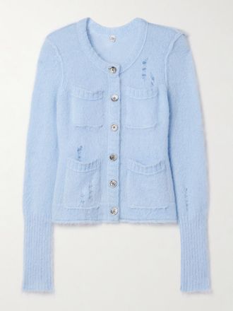 R13 Cardigan In Maglia Effetto Consumato - Blu