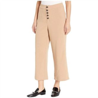 cupcakes and cashmere Riga Button Front Wide Leg Trouser In Caramel