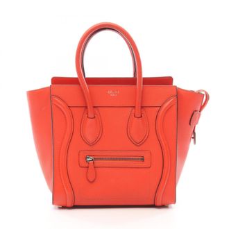 Celine Red Color Leather Handbag Tote Bag (Pre-Owned)