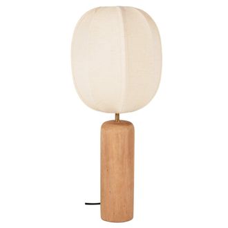 Maisons du monde L&aacute;mpara de mesa de madera y tela blanco roto