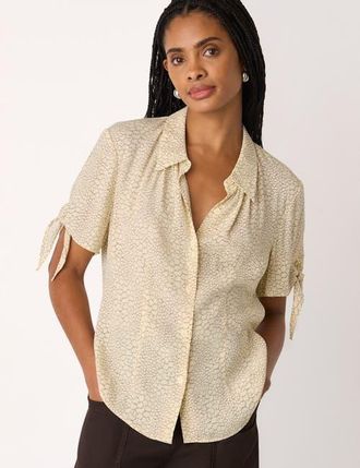 Whistles Dashed Marks Tie Sleeve Shirt in Ivory/multi at Nordstrom, Size 10