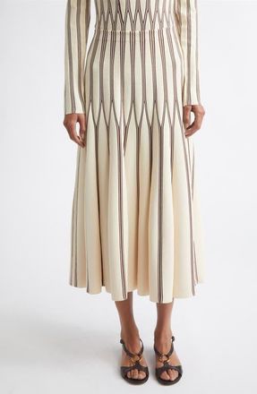 Zimmermann Rebellion Stripe Sweater Skirt in Cream/chocolate at Nordstrom, Size 0