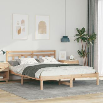 Berkfield Home with Headboard Brown 140 x 200 cm Solid pine wood in Beige