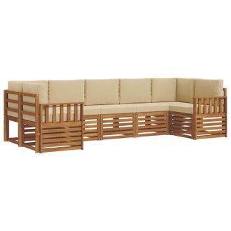 vidaXL Conjunto De Sof&aacute; Seccional Con Coj&iacute;n 7 Pcs Natural Y Beige Vidaxl