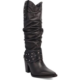 Dingo Grit n Grace Pointed Toe Western Boot in Black at Nordstrom Rack, Size 6