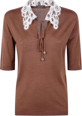 Fabiana Filippi Polo With Lace Collar And Pepita Detail