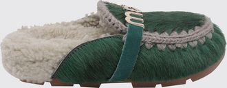 Mou Winter Bio Pony Hair Mules with a Shearling Lining and Metal Logo