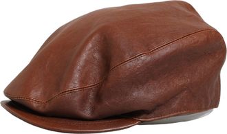 Dolce & Gabbana Men Brown Lamb Leather Newsboy Cloth Capello Hat