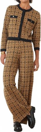 Suncoo Jaden Wide Leg Knit Pants In Camel