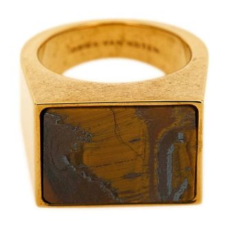 Dries Van Noten Accessoires, Heren, Geel, L, Vierkante zegelring