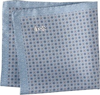 Eton Geometric Silk Pocket Square in Light Blue at Nordstrom