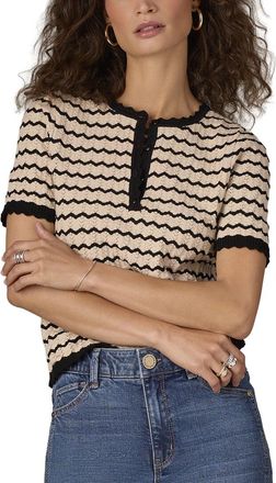 Wit & Wisdom Wit & Wisdom Short Sleeve Round Neck Placket Sweater