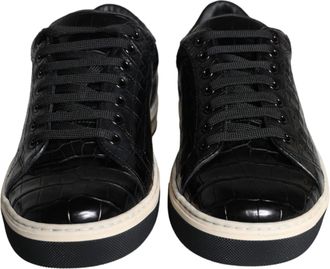 Dolce & Gabbana Black Leather Men Low Top Sneakers Mens Shoes
