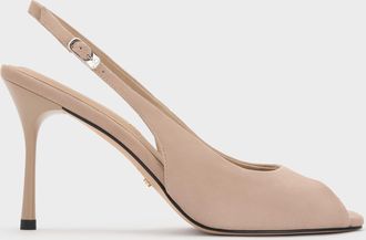 Charles & Keith Kyra Suede Peep-Toe Slingback Heels
