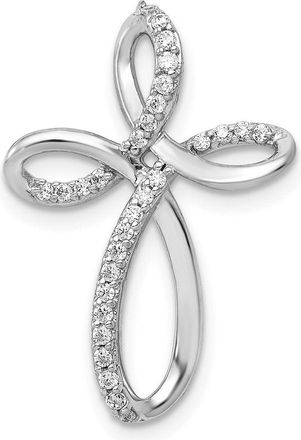 Diamond2Deal 10K White Gold 1/6ct. Diamond Cross Chain Slide Pendant