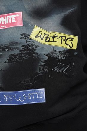 Off-white Felpa Girocollo in Cotone Garzato Stampata Off-White