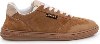 Versace Suede Low-Top Sneakers - Dames - Sneakers - Bruin - 39 EU - Su&egrave;de - Schoenen