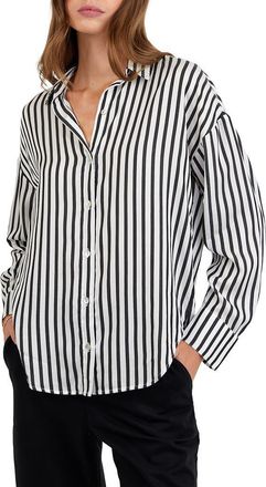 Bella Dahl Stripe Oversize Button-Up Shirt in Vintage Black Stripe at Nordstrom, Size X-Large