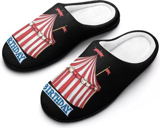 Generic Birthday Circus Womens Slippers Warm House Slippers Indoor House Shoes with Anti-Skid Rubber Sole