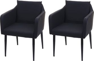 Hhg [non Utilizzato] Set 2x Poltrone Sedie Pranzo Soggiorno Lounge Hhg-734, Ecopelle Nero