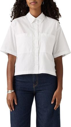 Levi's Harlie Short Sleeve Crop Cotton Poplin Button-Up Shirt in Bright White at Nordstrom, Size X-Small