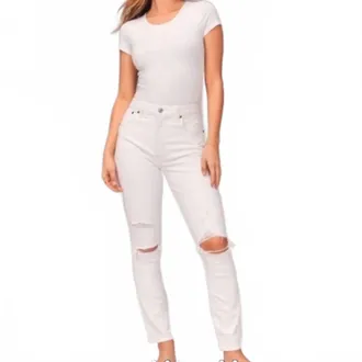 Abercrombie & Fitch Curve Love High Rise Skinny Jeans In White