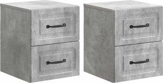 vidaXL Mesita De Noche De Pared 2 Uds. Gris Hormig&oacute;n 34,5 X 33 X 40 Cm Vidaxl