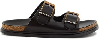 The Row The Row Buckle Leather Slides - Black - 38 (IT38 / UK5)