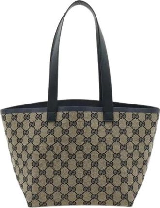 Gucci Pre-owned Totesima GG Canvas Small Tote Bag - Dames - Vintage Shopper - Blauw - ONE Size - Leer - Vintage