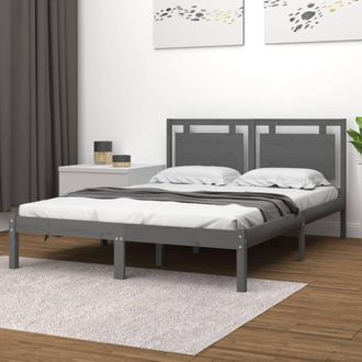 vidaXL Estructura De Cama De Madera Maciza De Pino Gris 200x200 Cm Vidaxl