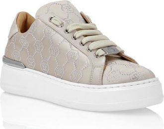 Philipp Plein Satin Lo Top Sneakers Monogram Strass Women in Beige at Nordstrom, Size 40